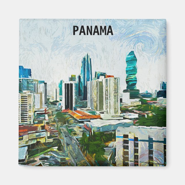 Imán Niza Ciudad de Panamá: El paisaje de pintura al pe (Frente)