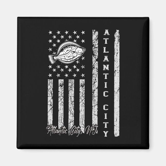 Imán Nj De La Ciudad Atlántica Para Pescadores De Flaut (Frente)
