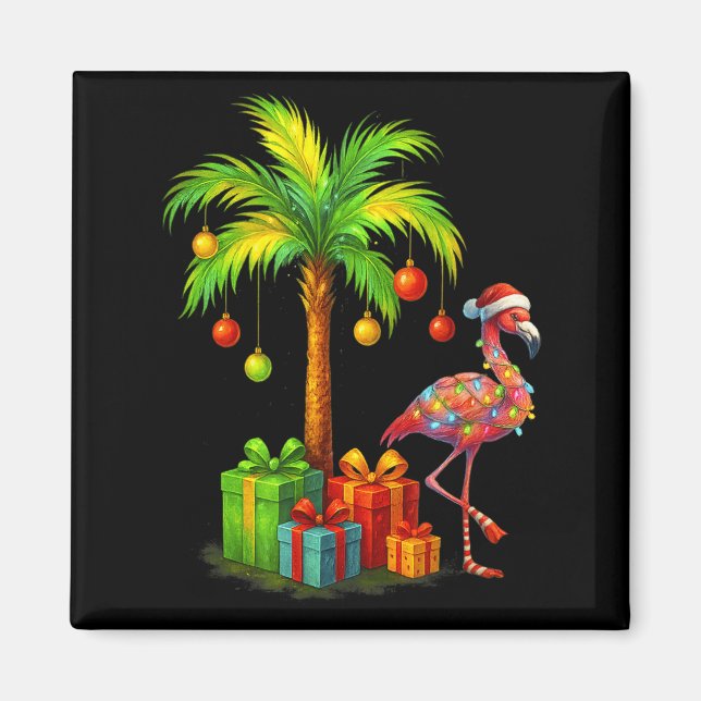 Imán Nk Flamingo Christmas Palm Tree Trocal Xmas  (Frente)