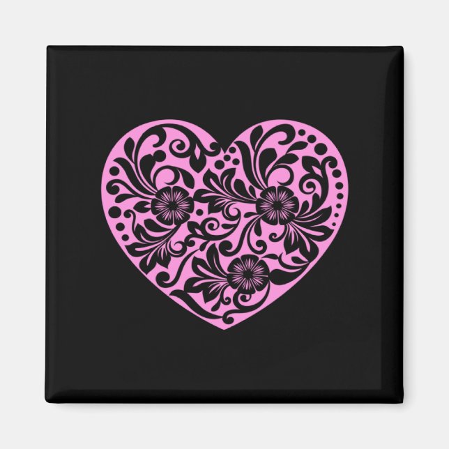 Imán Nk Heart With Flowers Cut Out Cute Valentine Fav  (Frente)
