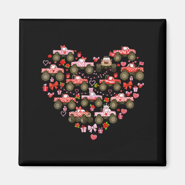 Imán Nk Monster Truck Heart Xoxo Boys Girls Kids Valent (Frente)