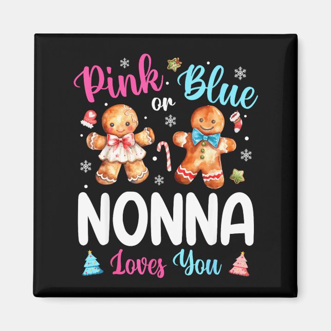 Imán Nk Or Blue Nonna Loves You Gender Reveal Christmas (Frente)