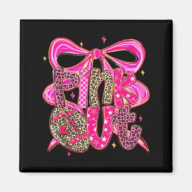 Imán Nk Out Breast Cancer Football Coquette Bow Mom Gir (Frente)