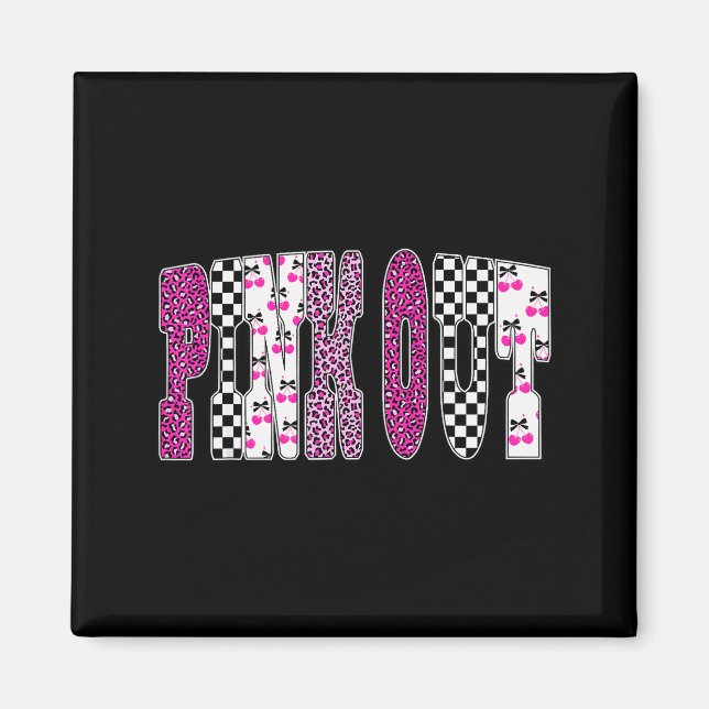 Imán Nk Out Leopard Checkered Breast Cancer Football Ga (Frente)
