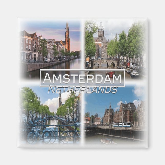 Imán NL0029 Europa, Países Bajos, Amsterdam, nevera (Frente)