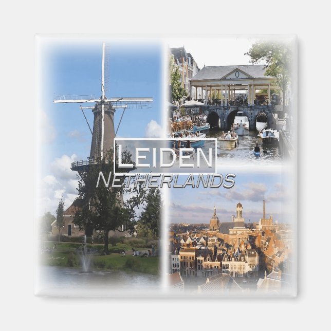 Imán NL0032 Europa, Países Bajos, Leiden, nevera (Frente)