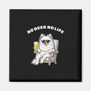 Imán No Beer No Life Pomerania Perro Divertido Con Gafa