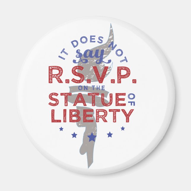 Imán No dice RSVP sobre la estatua de la libertad (Frente)