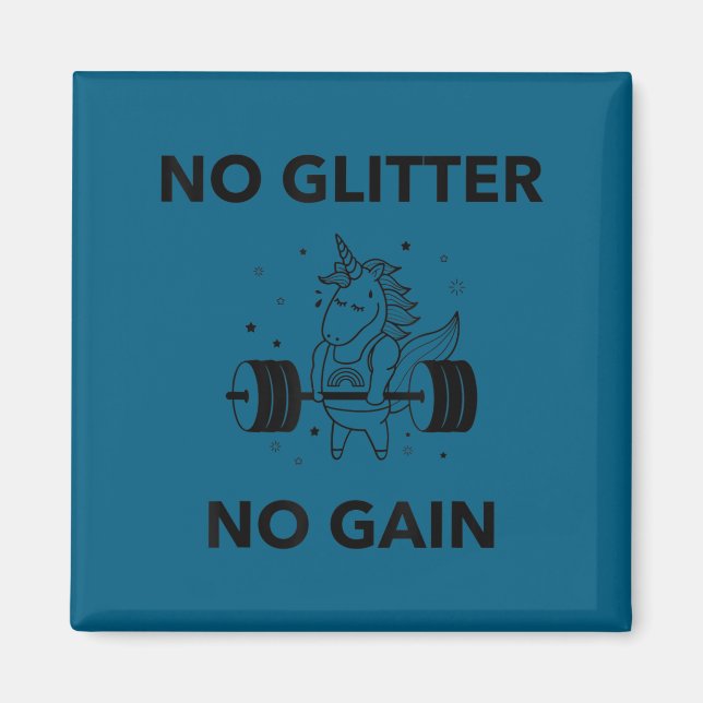 Imán No Glitter No Gain Funny Gym Workout Motivational  (Frente)