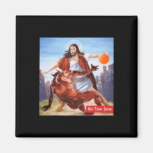 Imán No Hoy Satanás Jesus Crossover Bysketbyll Divertid (Frente)