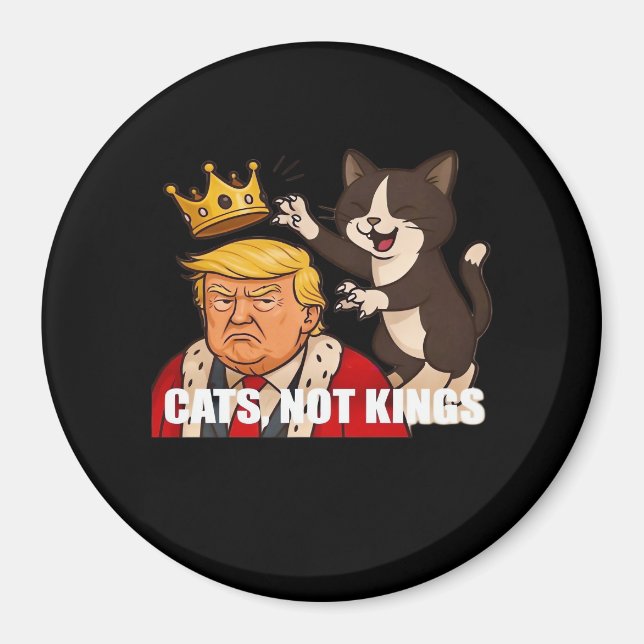 Imán No Kings Anti Cats Funny Classic Style (Frente)