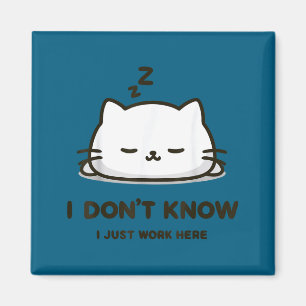 Imán No lo sé, trabajo aquí meme de gato divertido durm