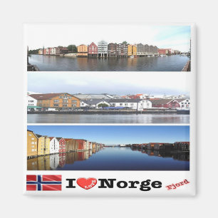 Imán NO - Noruega - Norge - Amo - Mosaico de Collage