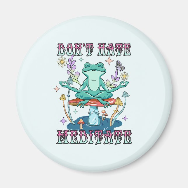 Imán No odies, meditar - meditar rana y flor (Frente)