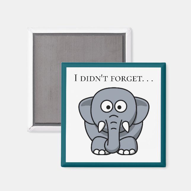 Imán No Olvidé Elefante Gris Divertido Dibujo Animado (Anverso/Reverso)