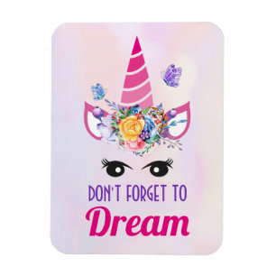 Imán No olviden soñar con unicornio rosa