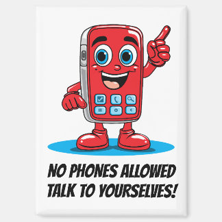 Imán No Phones Allowed Red Cartoon Magnet
