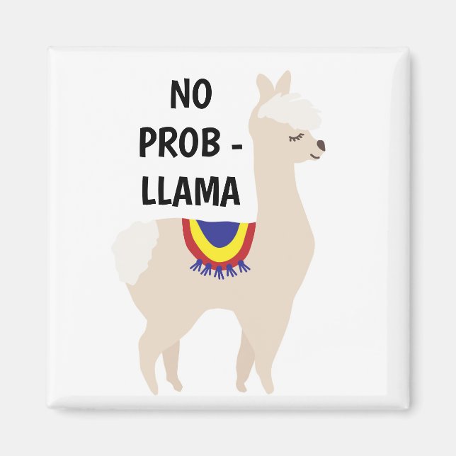 Imán No Prob Llama Cute Ilustracion (Frente)