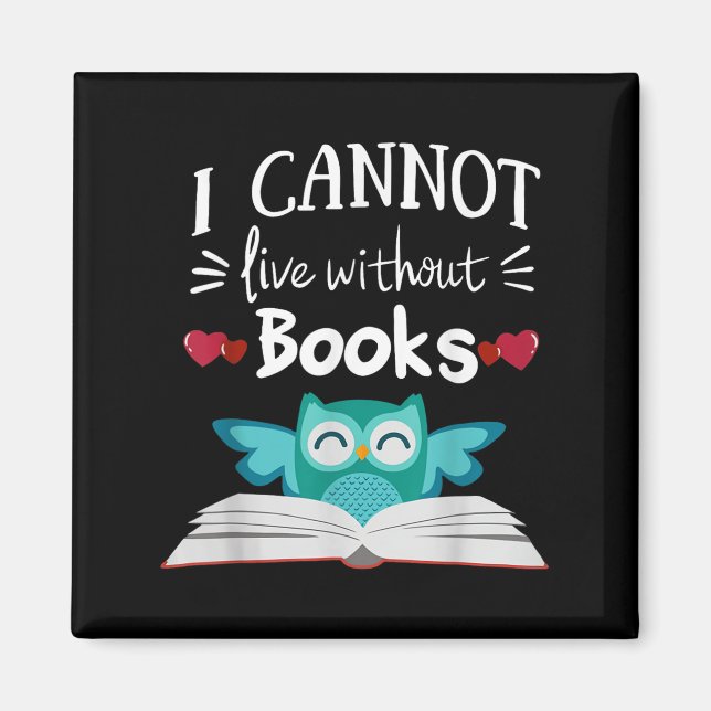 Imán No Puedo Vivir Sin Libros Búho  (Frente)