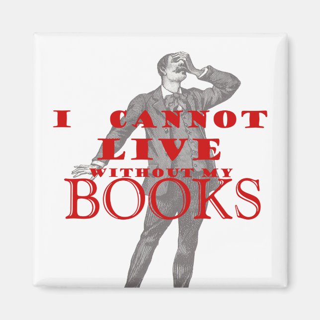 Imán No puedo vivir sin mis libros - hombre (Frente)