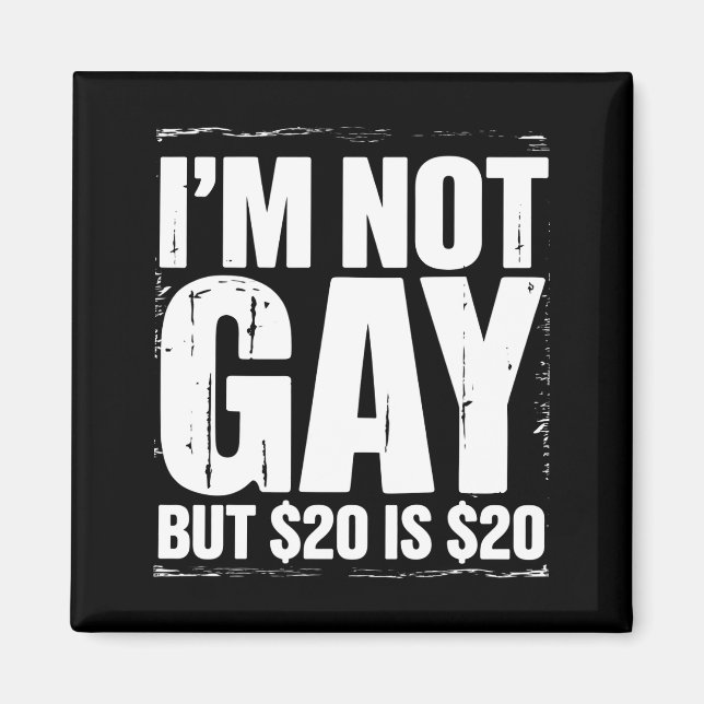 Imán No soy gay pero $20 es $20 Graciosamente LGBTQ (Frente)