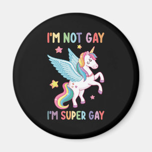 Imán No soy gay, soy súper orgullo gay LGBT Unicornio