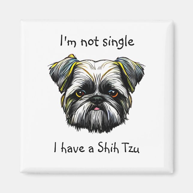 Imán No soy soltero, tengo un Shih Tzu (Frente)