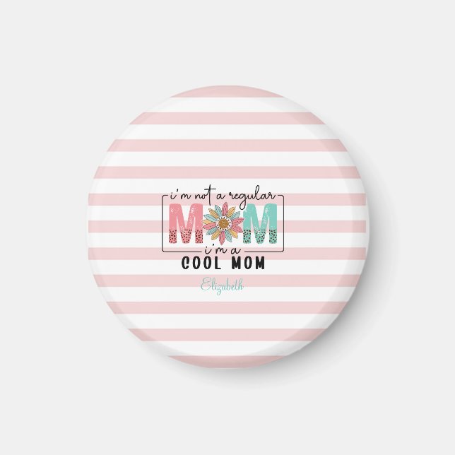 Imán No soy una Mamá normal Rayas Rosas (Frente)