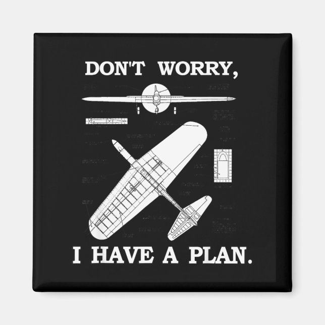 Imán No te preocupes, tengo un plan. Modelo de avión di (Frente)