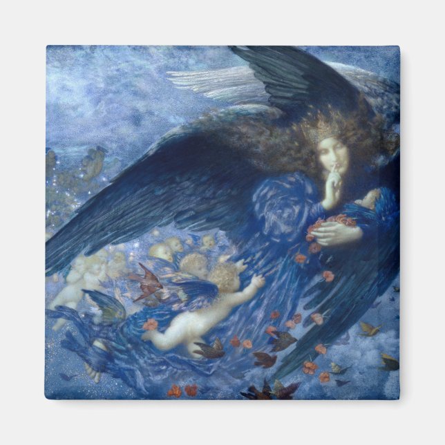 Imán Noche con su tren de estrellas (Ángel con Cherubs) (Frente)