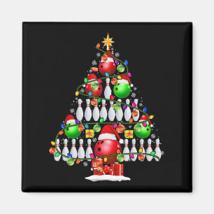 Imán Noche de boliche navideño alumbra a Santa Bowling