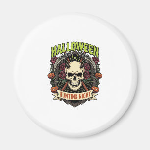 Imán Noche de caza de Halloween Cuernos Calavera Rosas 