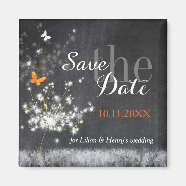 Imán Noche de Dandelions Boda Salva la Fecha (Frente)