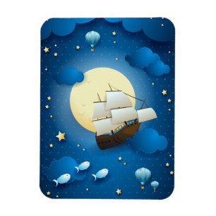 Imán Noche de fantasía con barco volador
