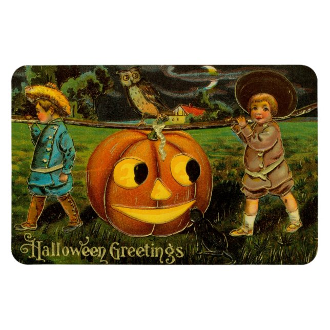 Imán Noche de halloween Jack-o-Lantern para niños (Horizontal)