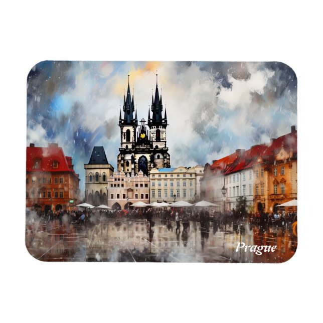 Imán Noche de Praga en la República Checa (Horizontal)