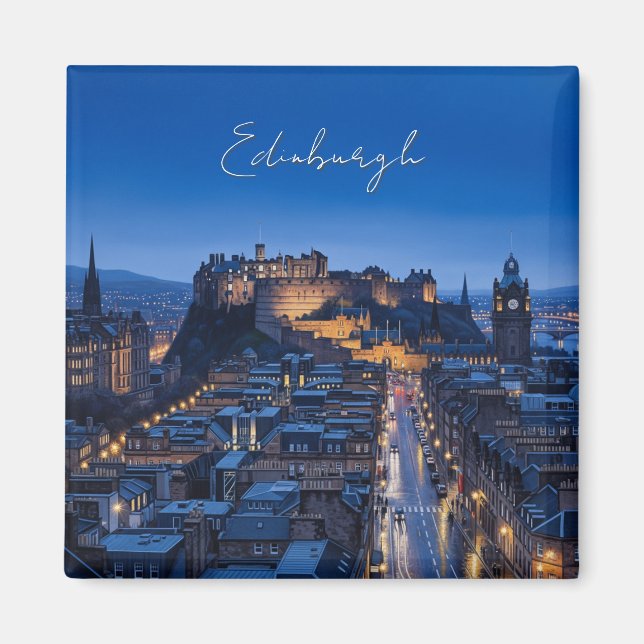 Imán Noche del Castillo de Edimburgo en Escocia (Frente)