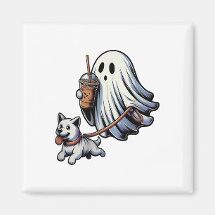 Imán Noche divertida de Halloween del fantasma del perr