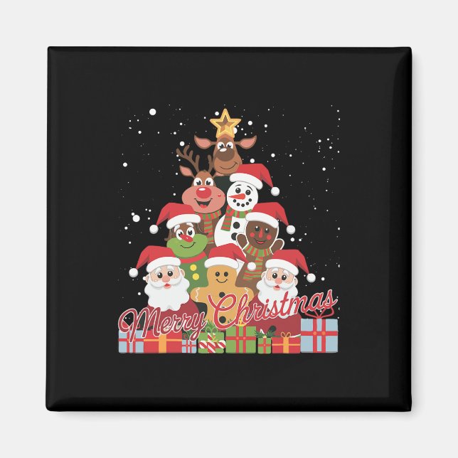 Imán Noche divertida Santa Gingerbread Reindeer Chris (Frente)