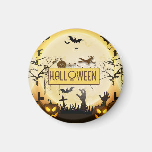 Imán Noche espeluznante de Halloween con diseño otoñal