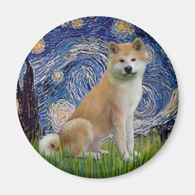 Imán Noche estrellada - Akita Inu (Frente)