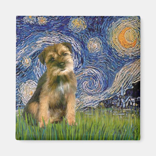 Imán Noche estrellada - Border Terrier #1 (Frente)