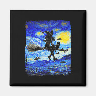 Imán Noche estrellada de Brujas Halloween Van Gogh Aest