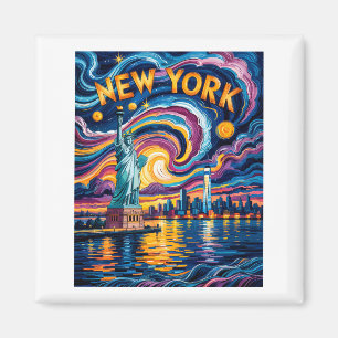 Imán Noche estrellada de Van Gogh Arte Nueva York Silue