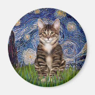 Imán Noche estrellada - gato tigre atigrado 30