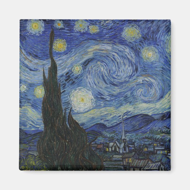 Imán Noche estrellada, pintura al óleo, Vincent Van Gog (Frente)