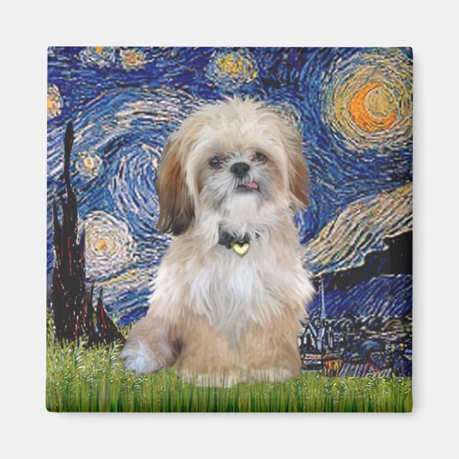 Imán Noche estrellada - Shih Tzu (P) (Frente)