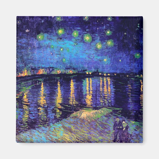 Imán Noche estrellada sobre el Bella Artes Rhone Van Go (Frente)
