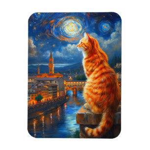 Imán Noche estrellada sobre Florencia Arte de gato pe