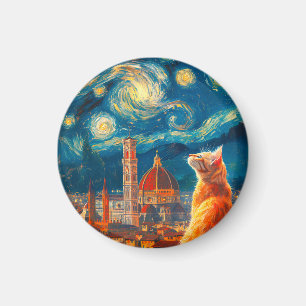Imán Noche estrellada sobre Florencia Arte de gato ro